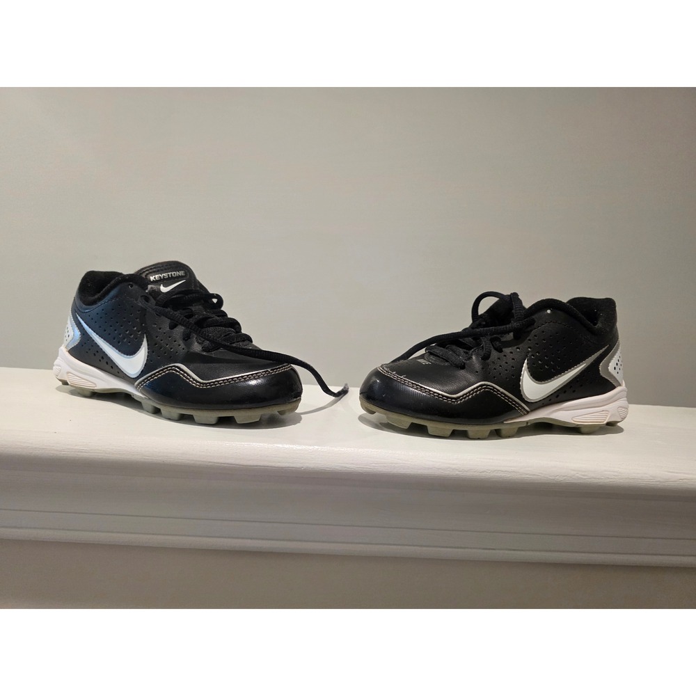 Kid sz 11C Nike Keystone Baseball Cleats Black White 469726-011 Fallball Spring
